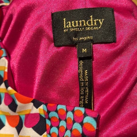 Laundry by Shelli Segal bright geometric print stretch lined pullover midi. Med - Picture 7 of 7